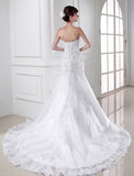 Trumpet/Mermaid Beading Sweetheart Sleeveless Applique Organza Wedding Dresses TPP0006587