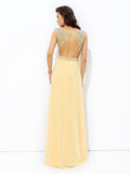 A-line/Princess Bateau Beading Sleeveless Long Chiffon Dresses TPP0003319