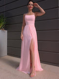 A-Line/Princess Floor-Length Halter Sleeveless Chiffon Ruffles Dresses TPP0001506