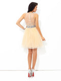 A-Line/Princess Sheer Neck Beading Sleeveless Short Net Cocktail Dresses TPP0008413