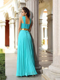 A-Line/Princess Pleats Sleeveless Long Chiffon Dresses TPP0003309