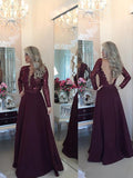 A-Line/Princess Scoop Long Sleeves Sequin Floor-Length Satin Dresses TPP0001829