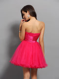 A-Line/Princess Sweetheart Sash/Ribbon/Belt Sleeveless Short Elastic Woven Satin Cocktail Dresses TPP0008979