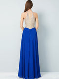 A-Line/Princess Scoop Sleeveless Floor-Length Crystal Chiffon Dresses TPP0003473