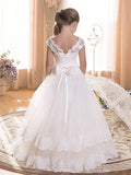 A-line/Princess Scoop Sleeveless Sash/Ribbon/Belt Tulle Floor-Length Flower Girl Dresses TPP0007713