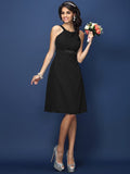 A-Line/Princess Bateau Sash/Ribbon/Belt Sleeveless Short Chiffon Bridesmaid Dresses TPP0005370