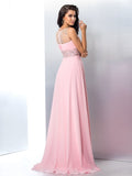 A-Line/Princess Sheer Neck Beading Sleeveless Long Chiffon Dresses TPP0002652