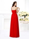 A-Line/Princess One-Shoulder Beading Sleeveless Long Chiffon Dresses TPP0004545