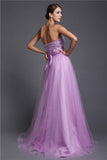 A-Line/Princess Strapless Sleeveless Beading Long Net Dresses TPP0009249