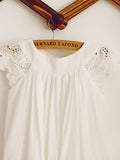 A-Line/Princess Scoop Applique Short Sleeves Knee-Length Flower Girl Dresses TPP0007898