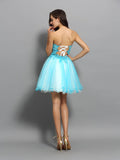 A-Line/Princess Sweetheart Applique Beading Sleeveless Short Satin Cocktail Dresses TPP0008951