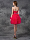 A-line/Princess Sweetheart Beading Sleeveless Short Satin Cocktail Dresses TPP0008768