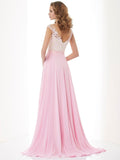 A-Line/Princess Straps Applique Sleeveless Beading Long Chiffon Dresses TPP0002262