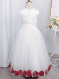 A-Line/Princess Tulle Ruffles Scoop Sleeveless Tea-Length Flower Girl Dresses TPP0007502