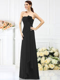 A-Line/Princess Strapless Hand-Made Flower Sleeveless Long Chiffon Bridesmaid Dresses TPP0005590