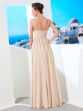 A-Line/Princess Spaghetti Straps Beading Floor-Length Chiffon Dresses TPP0003198