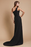 A-Line/Princess One-Shoulder Sleeveless Ruffles Long Chiffon Dresses TPP0004052