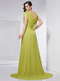 A-Line/Princess High Neck Sleeveless Pleats Long Chiffon Dresses TPP0003365