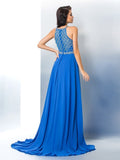 A-Line/Princess Scoop Beading Long Sleeveless Chiffon Dresses TPP0002856