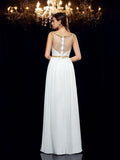 A-Line/Princess Sheer Neck Beading Sleeveless Long Chiffon Dresses TPP0004068