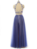 A-Line/Princess Sleeveless High Neck Chiffon Beading Floor-Length Two Piece Dresses TPP0002838