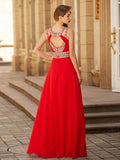 A-line/Princess Scoop Beading Sleeveless Floor-length Chiffon Dresses TPP0002093