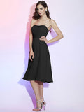 A-Line/Princess Strapless Sleeveless Pleats Short Chiffon Bridesmaid Dresses TPP0005750