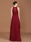 A-Line/Princess Straps Chiffon Ruched Floor-Length Sleeveless Bridesmaid Dresses TPP0005557