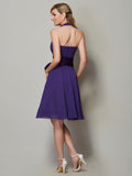 A-Line/Princess Halter Sleeveless Short Chiffon Bridesmaid Dresses TPP0005206