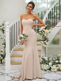 Trumpet/Mermaid Stretch Crepe Ruffles Strapless Sleeveless Sweep/Brush Train Bridesmaid Dresses TPP0004906