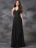 A-line/Princess Spaghetti Straps Sleeveless Long Ruffles Chiffon Bridesmaid Dresses TPP0005431