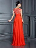 A-Line/Princess Bateau Beading Sleeveless Long Chiffon Dresses TPP0003690