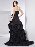 A-Line/Princess Strapless Sleeveless Beading High Low Taffeta Dresses TPP0003495