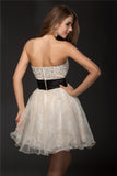 A-Line/Princess Sweetheart Beading Sleeveless Short Organza Cocktail Dresses TPP0008884