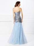 Trumpet/Mermaid Sweetheart Sequin Sleeveless Long Satin Dresses TPP0004100