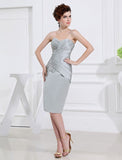 Beading Sweetheart Satin Sleeveless Short Mother of the Bride Dresses TPP0007396