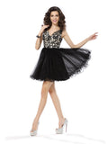 A-Line/Princess V-neck Beading Sleeveless Short Elastic Woven Satin Cocktail Dresses TPP0008994