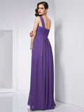 A-Line/Princess One-Shoulder Sleeveless Pleats Long Chiffon Dresses TPP0004031