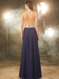 A-Line/Princess Sleeveless Straps Beading Chiffon Floor-Length Dresses TPP0002879