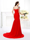 Trumpet/Mermaid Straps Beading Rhinestone Sleeveless Long Chiffon Dresses TPP0009239