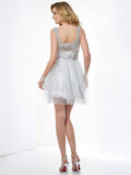 A-Line/Princess Straps Sleeveless Beading Short Elastic Woven Satin Homecoming Dresses TPP0008435