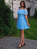 A-Line/Princess Sleeveless Chiffon Off-the-Shoulder Ruffles Short/Mini Homecoming Dresses TPP0004659