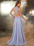 A-Line/Princess Scoop Sleeveless Floor-Length Applique Chiffon Dresses TPP0002606