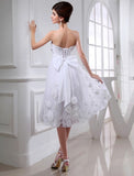 A-Line/Princess Beading Sleeveless Short Organza Taffeta Applique Wedding Dresses TPP0006956