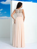 A-Line/Princess Sheer Neck Beading Sleeveless Long Chiffon Dresses TPP0003065