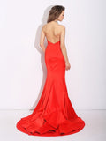 Trumpet/Mermaid Sweetheart Layers Sleeveless Long Satin Dresses TPP0003893