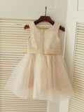 A-line/Princess Scoop Sleeveless Sash/Ribbon/Belt Long Tulle Dresses TPP0007787