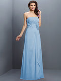 A-Line/Princess Strapless Hand-Made Flower Sleeveless Long Chiffon Bridesmaid Dresses TPP0005617