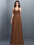 A-Line/Princess Halter Pleats Sleeveless Long Chiffon Bridesmaid Dresses TPP0005390