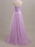 A-Line/Princess Sleeveless Sweetheart Floor-Length Sash/Ribbon/Belt Tulle Bridesmaid Dresses TPP0005064